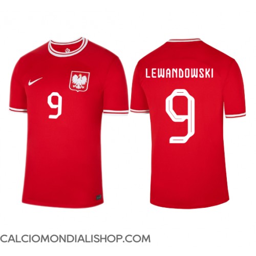 Maglie da calcio Polonia Robert Lewandowski #9 Seconda Maglia Mondiali 2022 Manica Corta